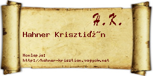 Hahner Krisztián névjegykártya